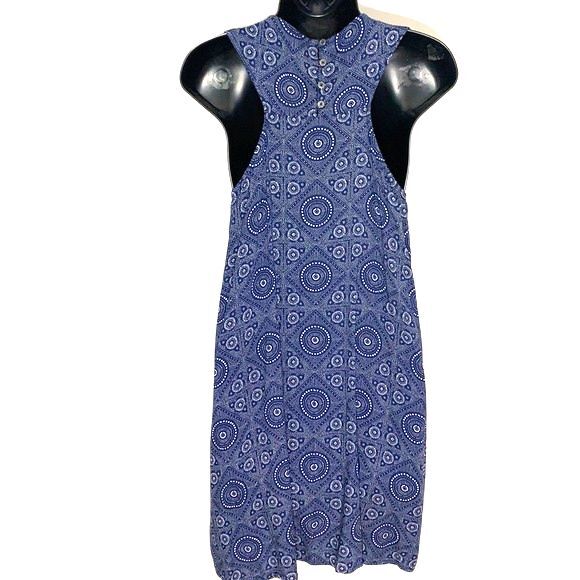 Roxy Patterned Print Sleeveless Racer Back MIDI Dress Blue Size Small - Picture 5 of 12